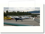 A busy ramp at Whitehorse with all the Midnight Sun Challenge participants.